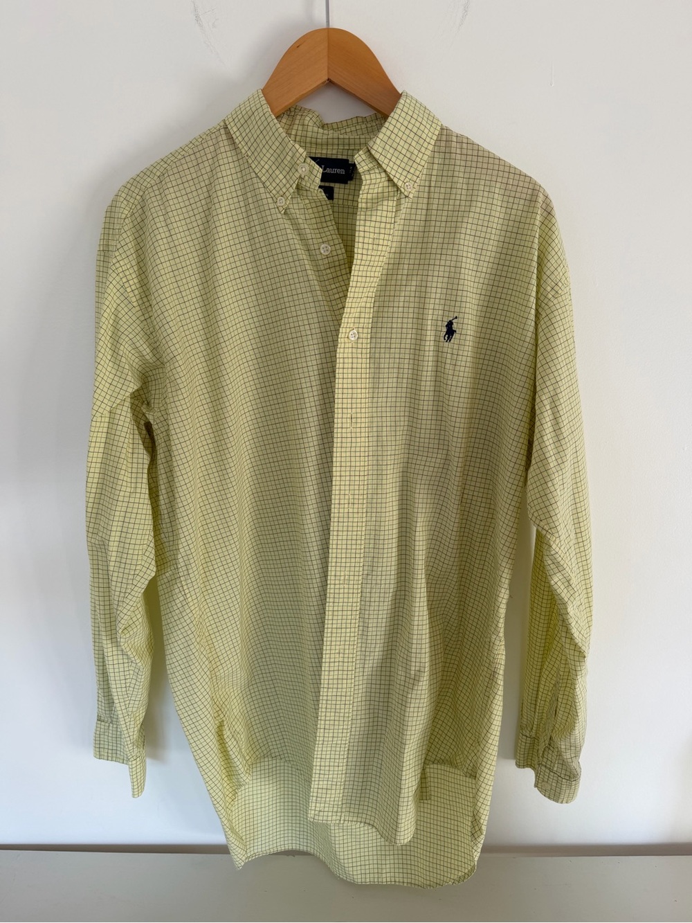 Ralph Lauren Blake Men’s M Yellow Green Check Plaid Button Down Shirt Pony Logo